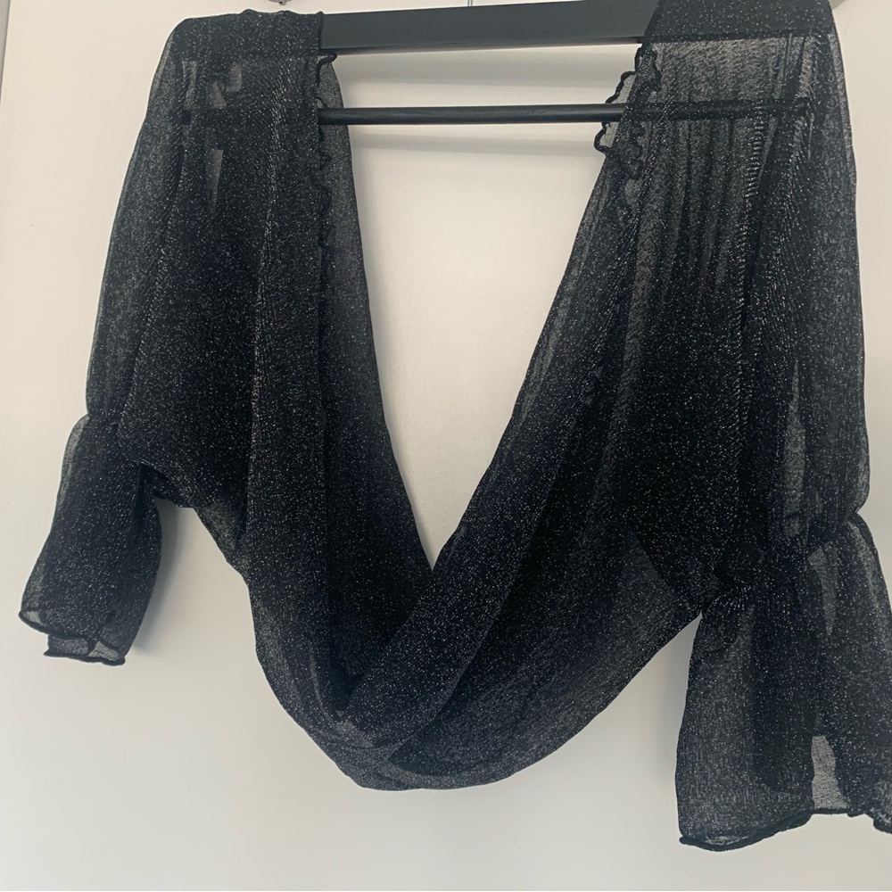 Elegant Black Sheer Crop Top